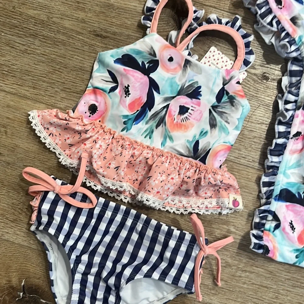 Cheeky Plum Calypso Swim Set! NWT 2T Selah Tankini Bikini and cover up - Picture 4 of 16
